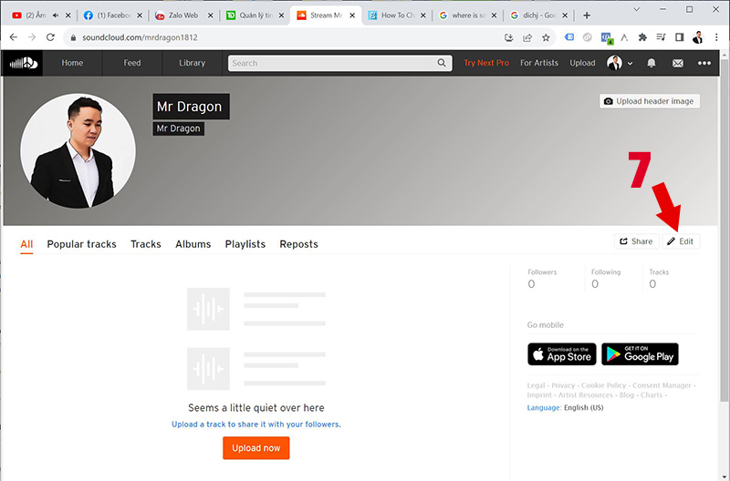 How to change soundcloud profile url and name on desktop 1